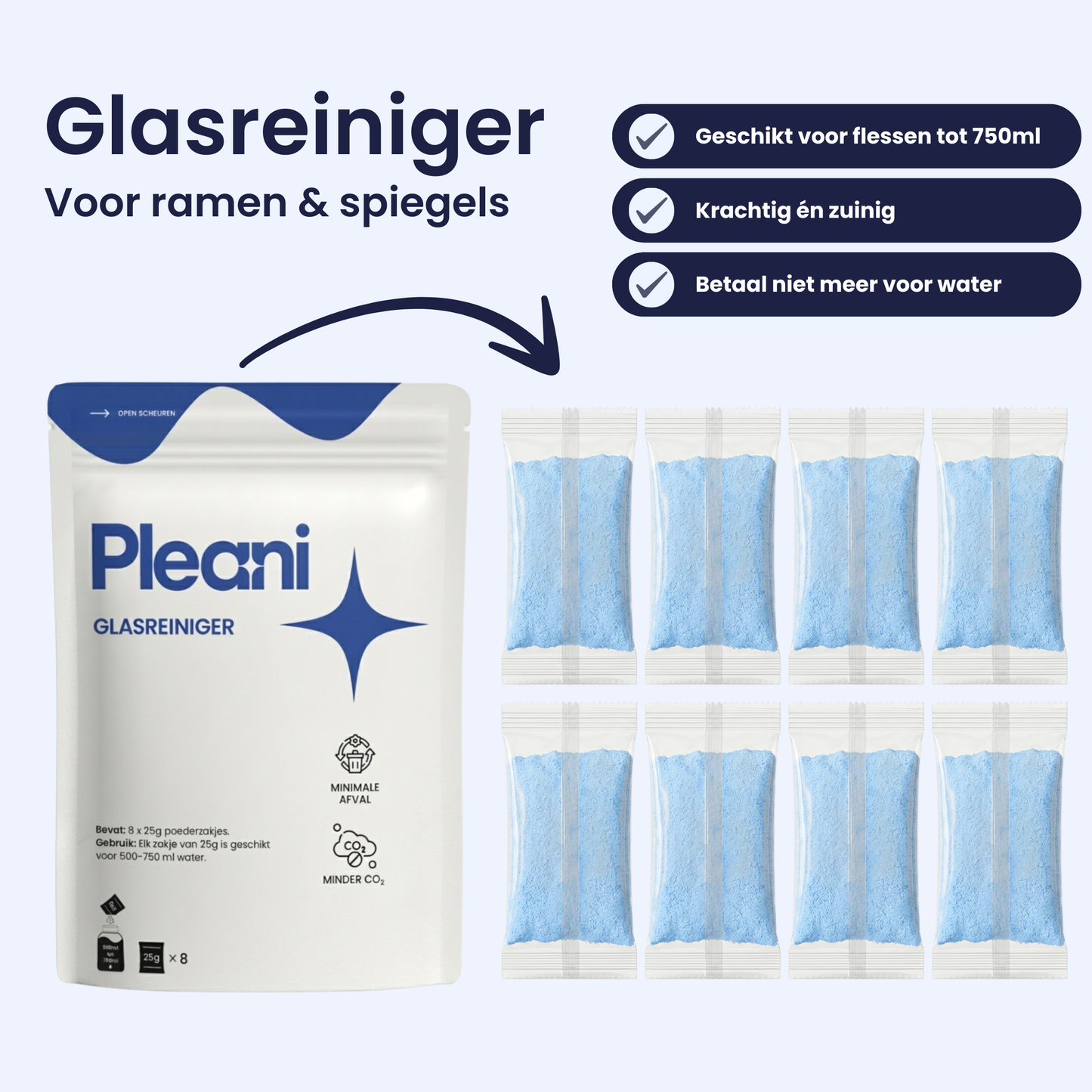 Glasreiniger Schoonmaakpoeder 8-pack